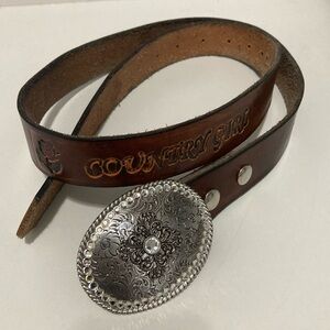 Nocona Belt Co. Country Girl Leather Belt with rhinestone Buckle 50”